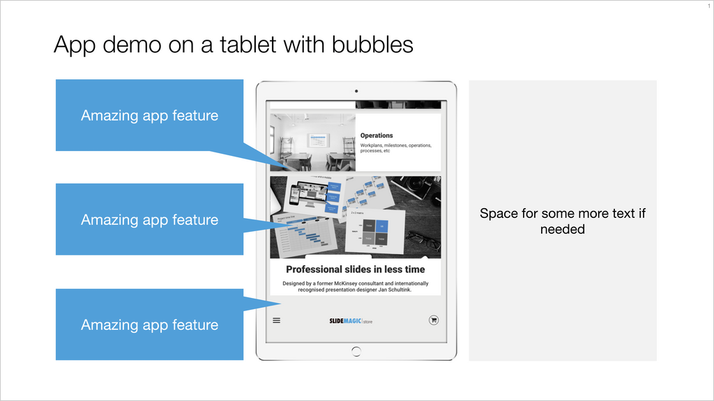 App demo on a tablet with explanation text-Keynote-16:9