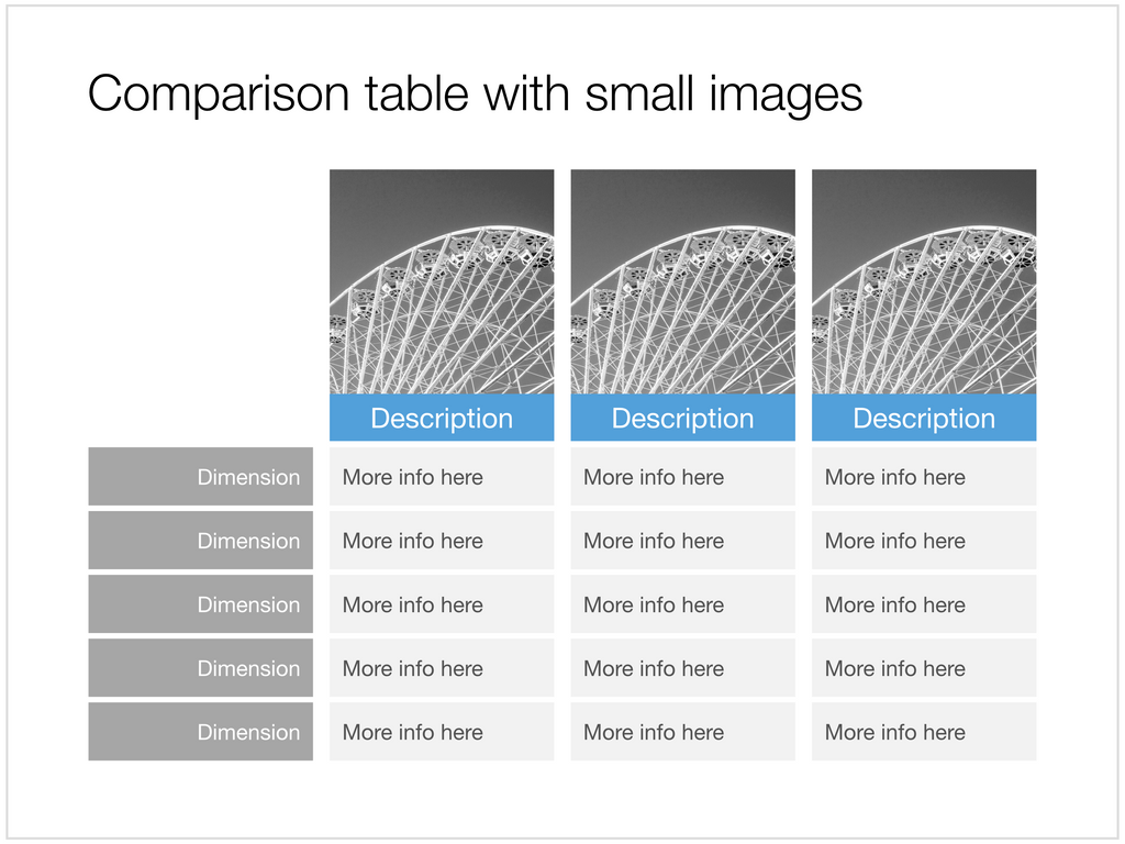 Feature table with images in Apple Keynote