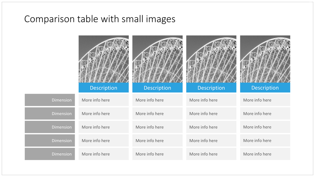 Feature table with images in PowerPoint