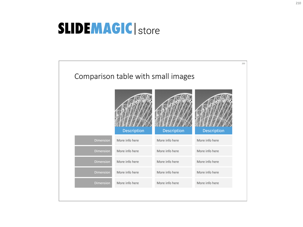 Feature table with images in PowerPoint
