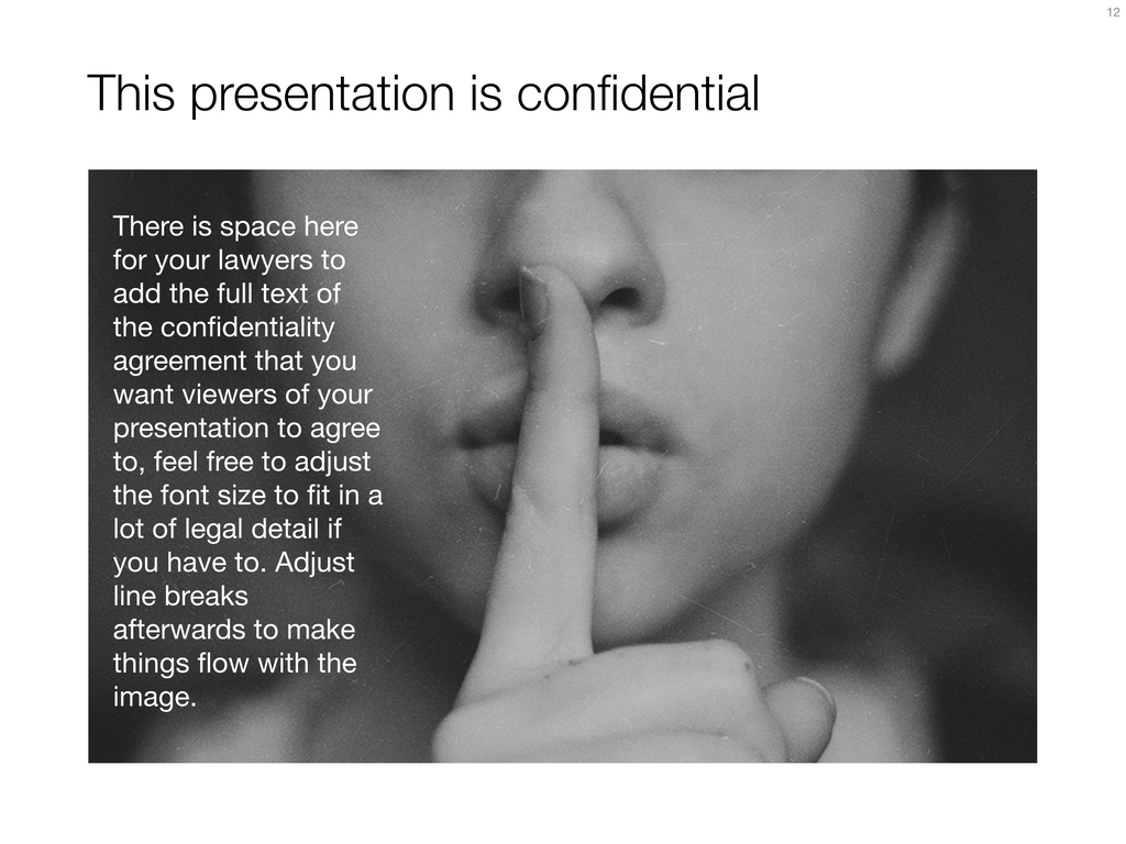 Confidential slide in Apple Keynote