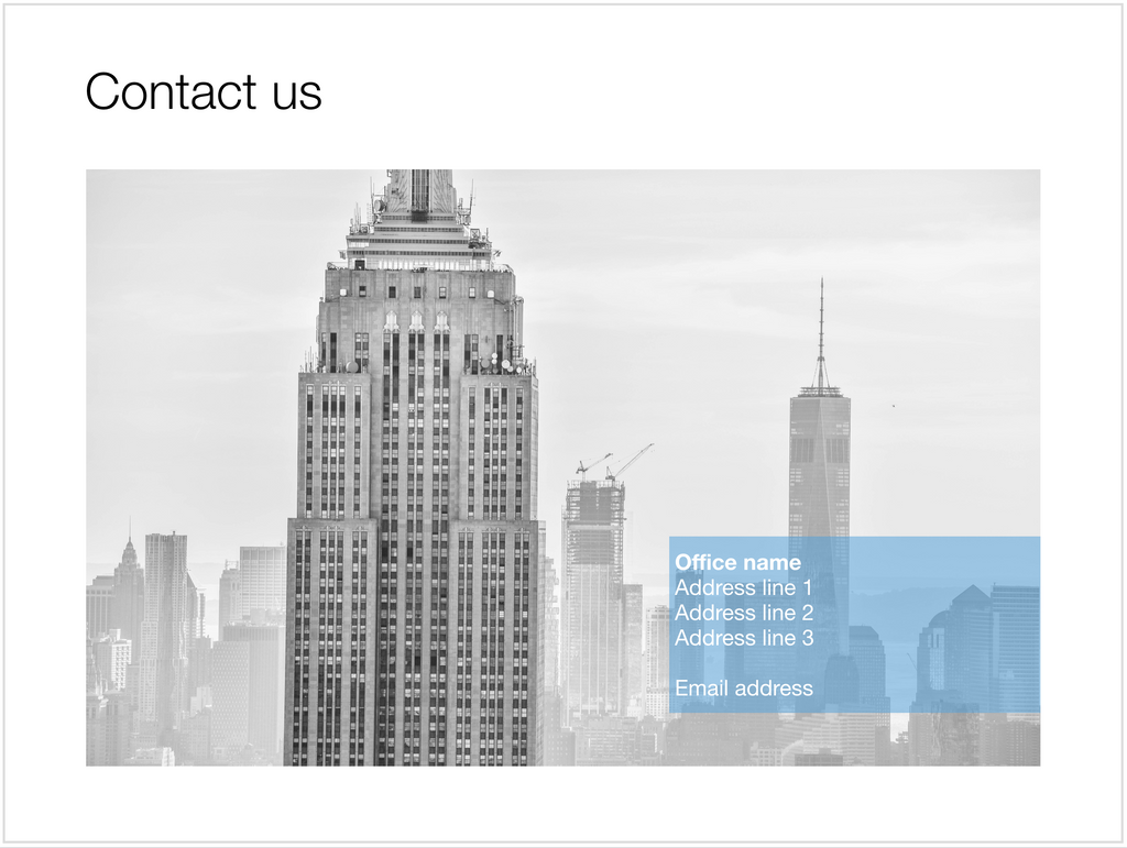 Contact us slide in Apple Keynote