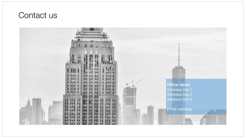 Contact us slide in Apple Keynote