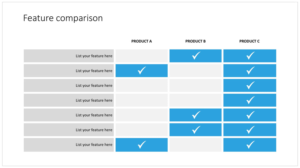Feature table in PowerPoint - 16:9