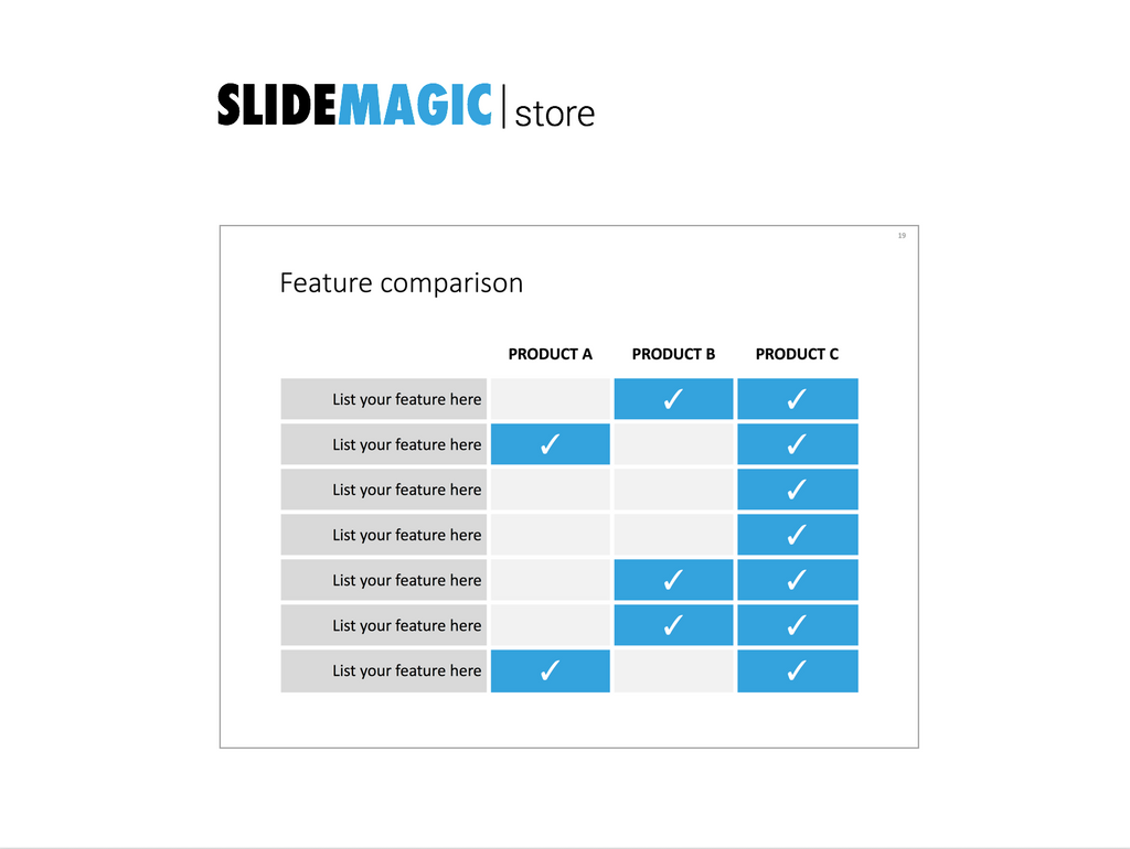 Feature table in PowerPoint