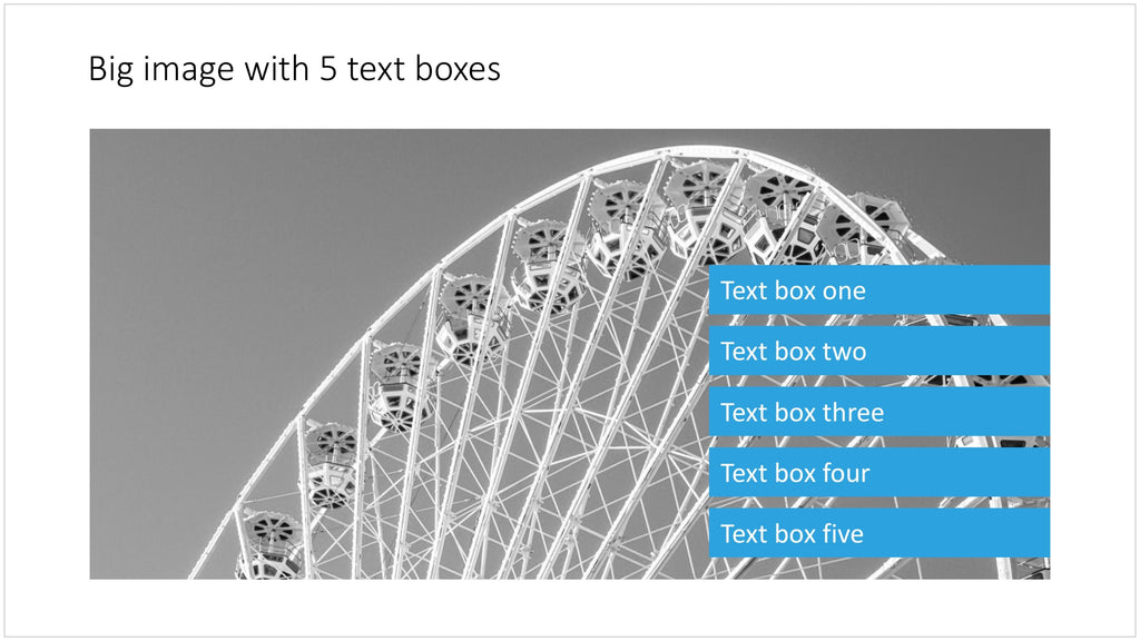 Image and 5 text boxes in PowerPoint - 16:9 aspect ratio