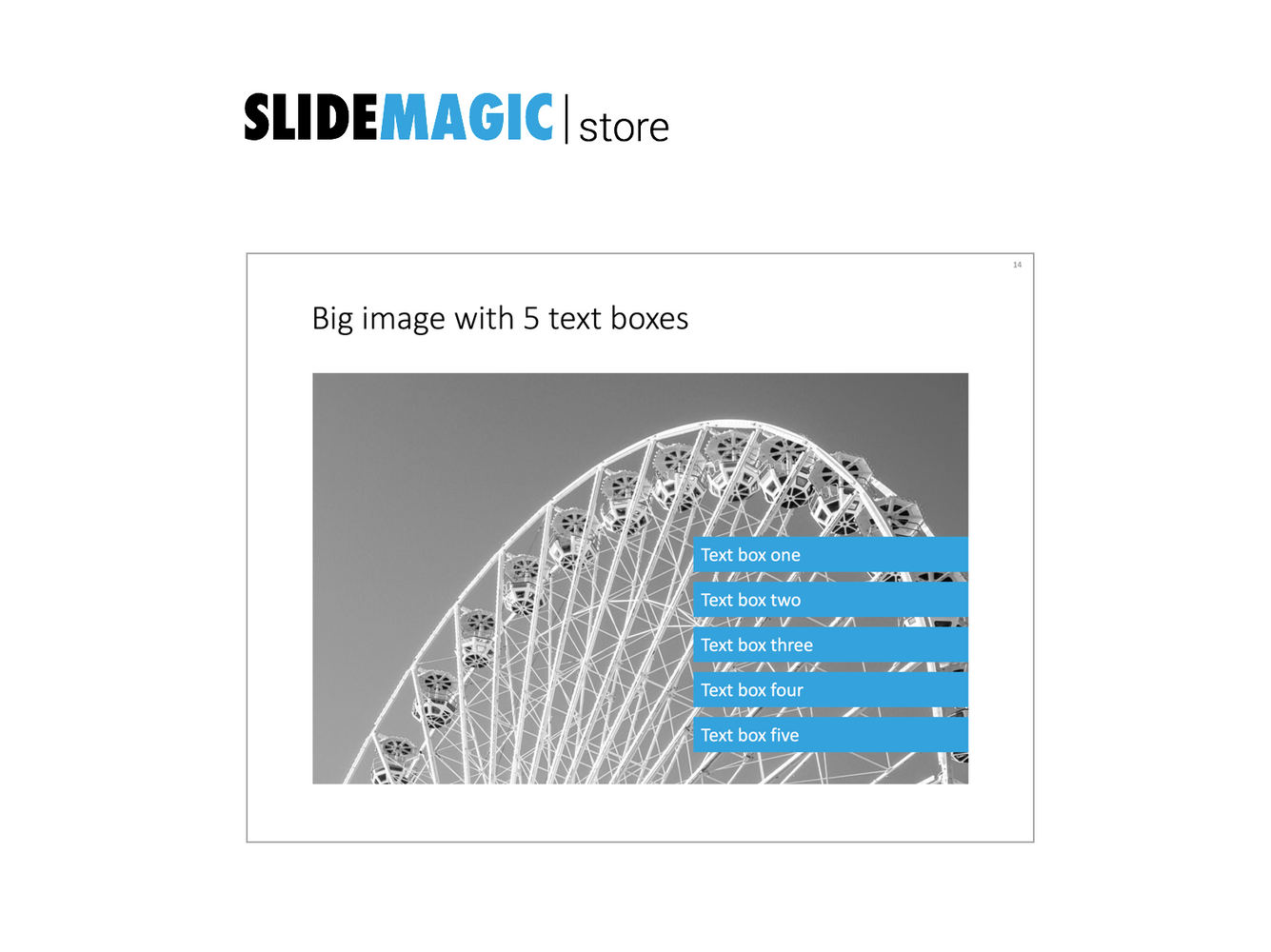 Image and 5 text boxes in PowerPoint