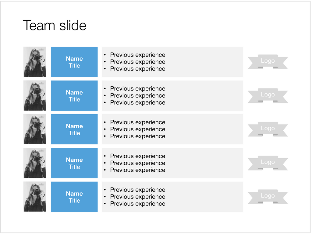 Team slide in Apple Keynote