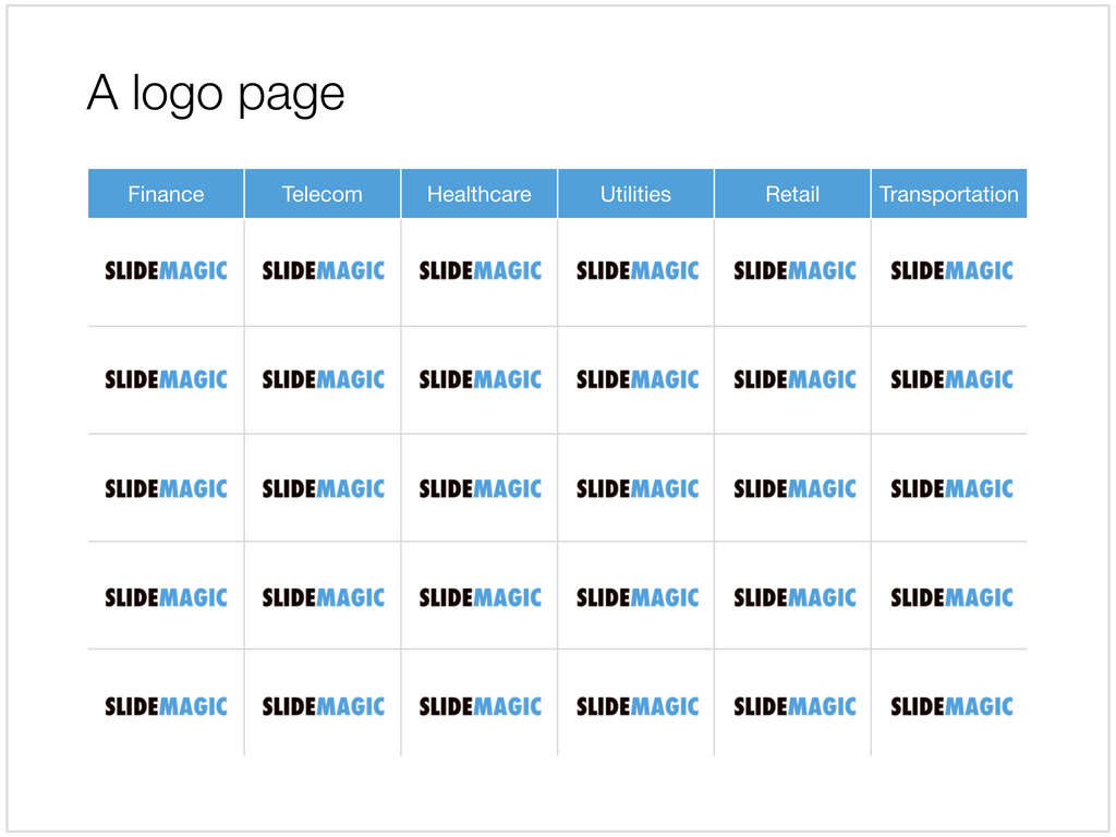 Logo page in Apple Keynote