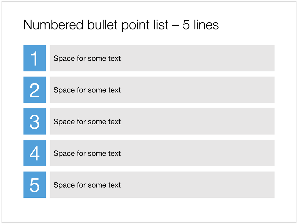 5 numbered bullets in Apple Keynote