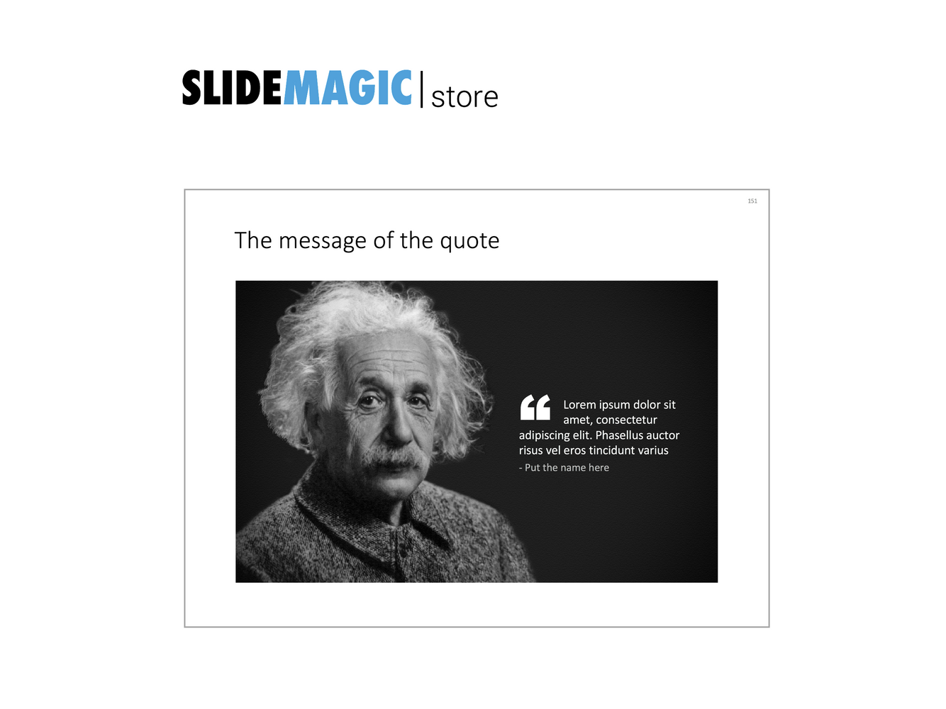 A presentation slide template for an image with a bold quote