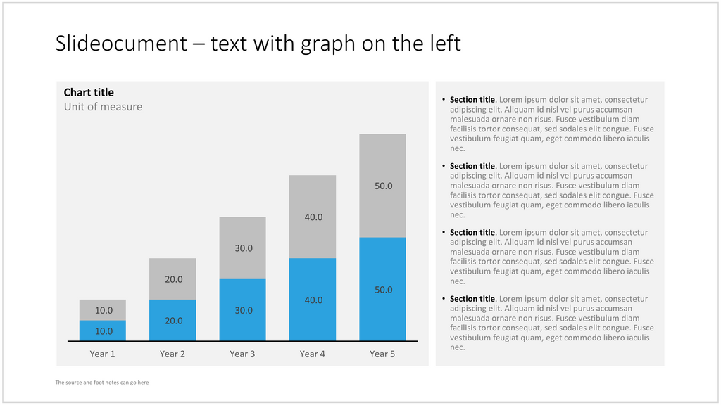 Column chart with dense text in PowerPoint