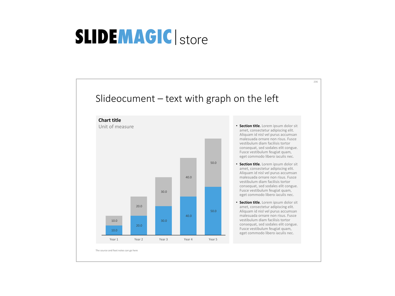 Column chart with dense text in PowerPoint