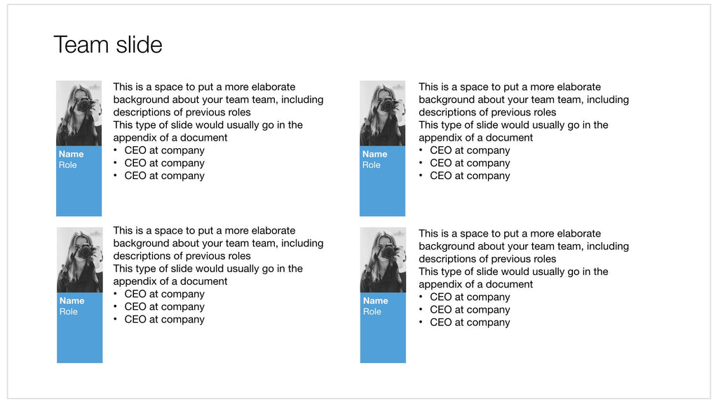 Team slide in Apple Keynote