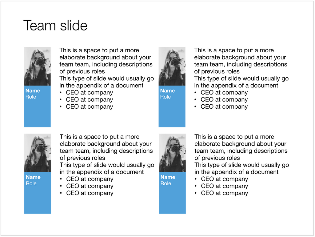 Team slide in Apple Keynote